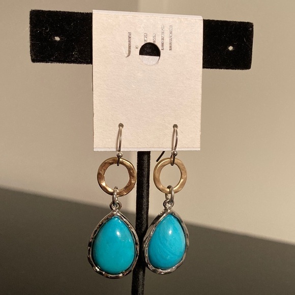 J Jill Turquoise And Gold Teardrop Earrings 20$